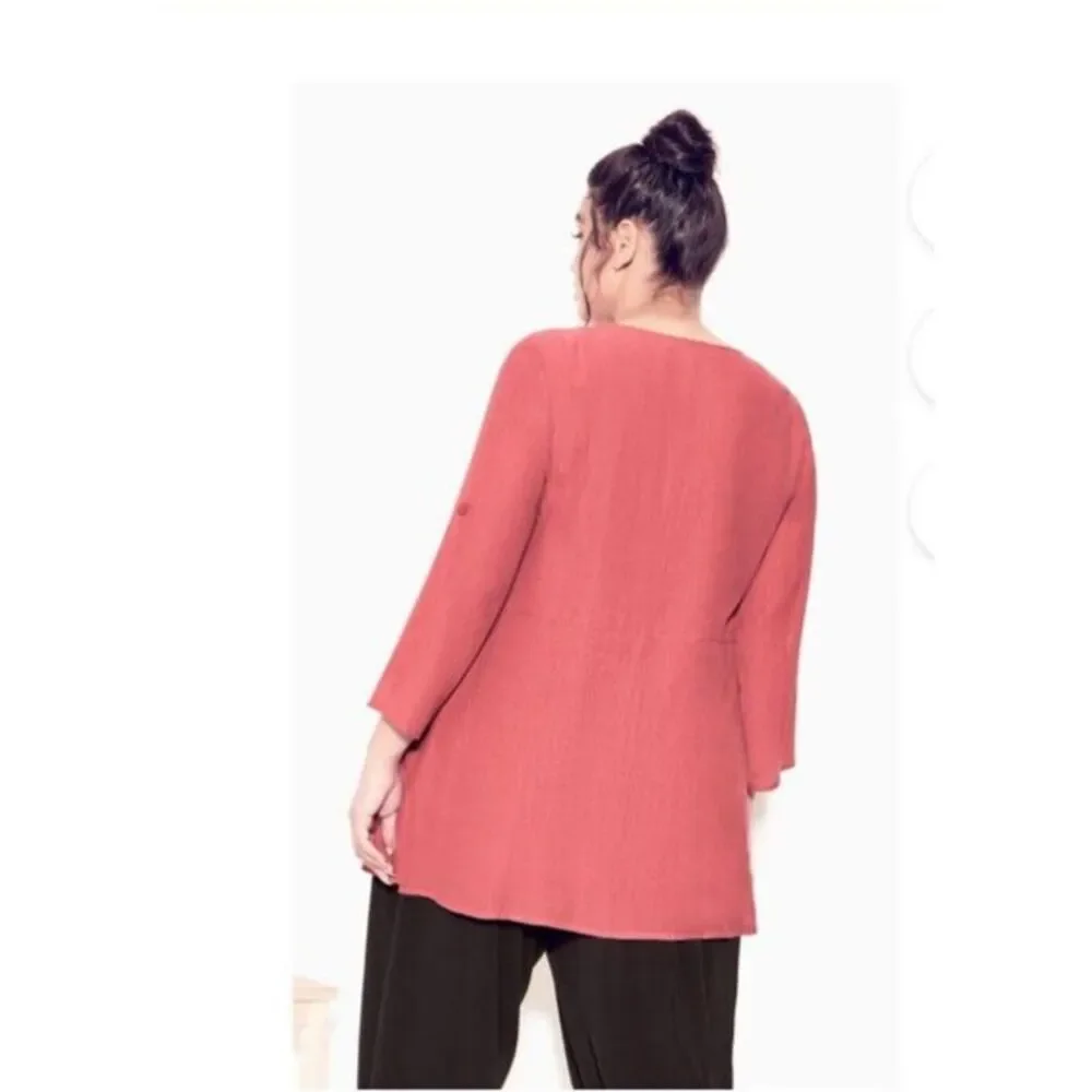 Zim & Zoe by‎ City Chic Raspberry Pink Plain Layered Tunic Top 3XL